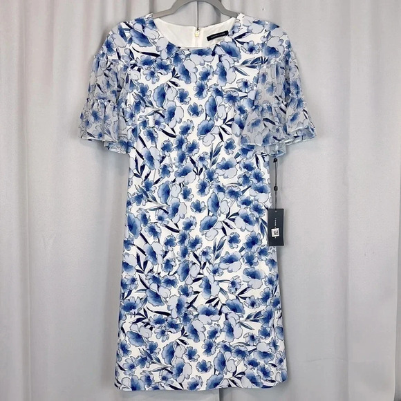 NEW Tommy Hilfiger Floral Print Chiffon Sleeve Dress Size 2 - Picture 3 of 10